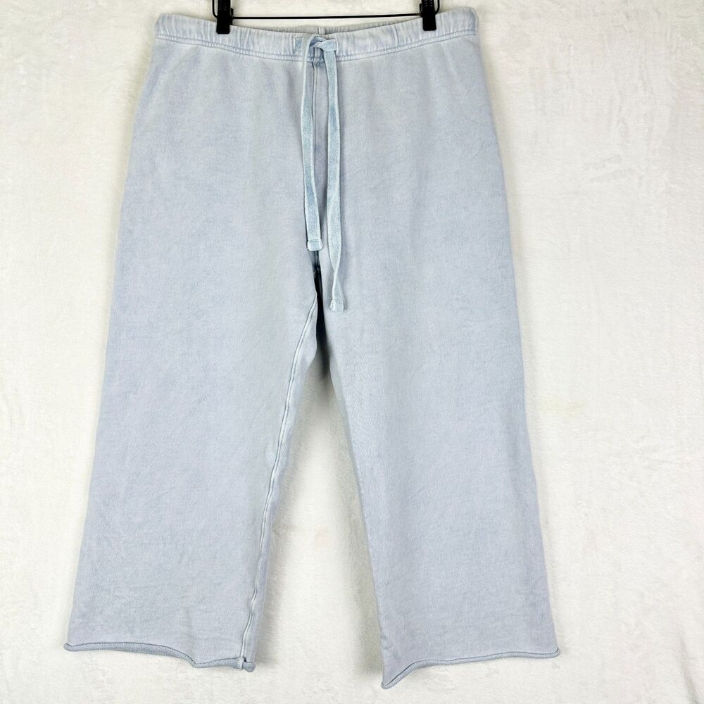 Frank & Eileen Catherine Favorite Sweatpant Cropped Wide Leg Size XL Cotton Blue
